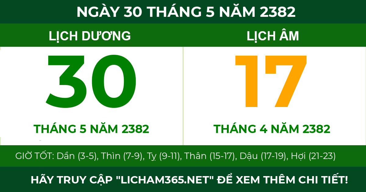 lịch âm ngày 30 tháng 5 năm 2382