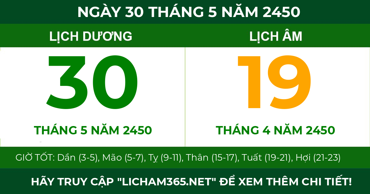 lịch âm ngày 30 tháng 5 năm 2450