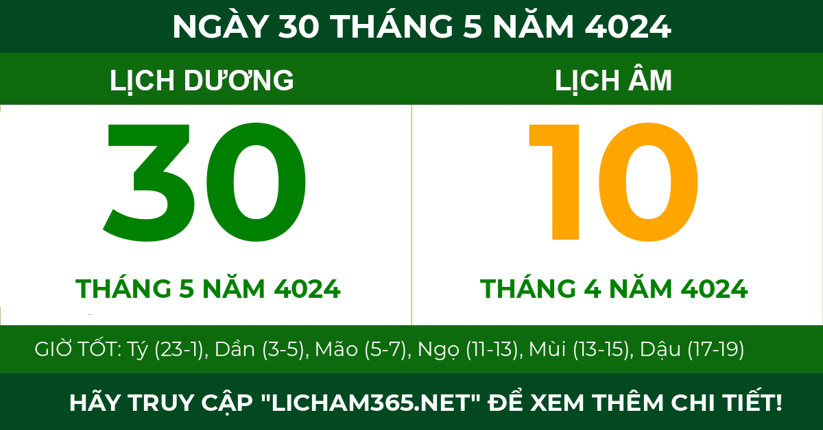 lịch âm ngày 30 tháng 5 năm 4024
