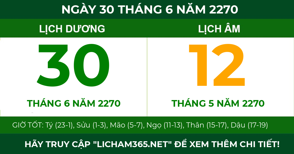 lịch âm ngày 30 tháng 6 năm 2270