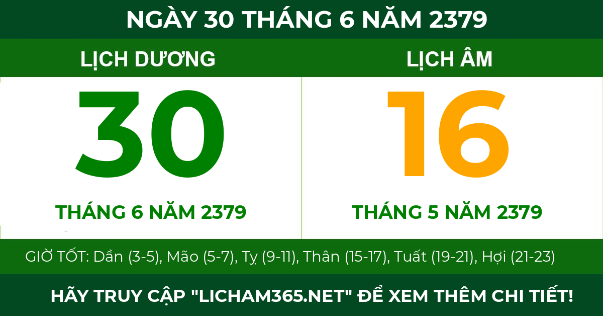 lịch âm ngày 30 tháng 6 năm 2379