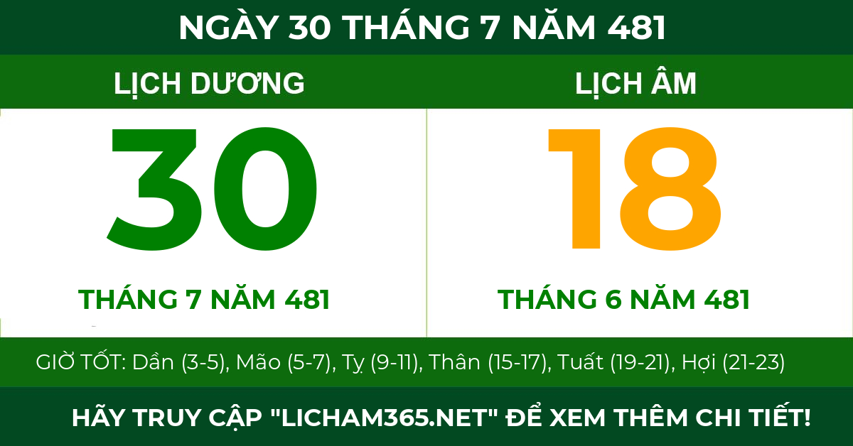 lịch âm ngày 30 tháng 7 năm 481