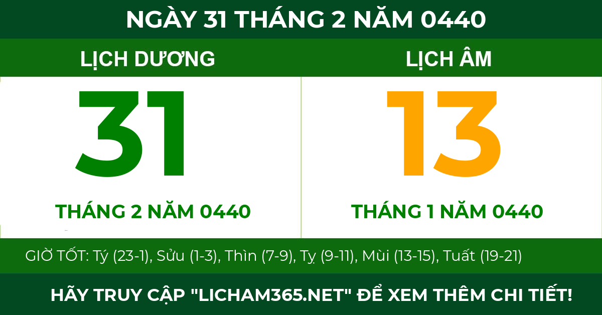 lịch âm ngày 31 tháng 2 năm 0440