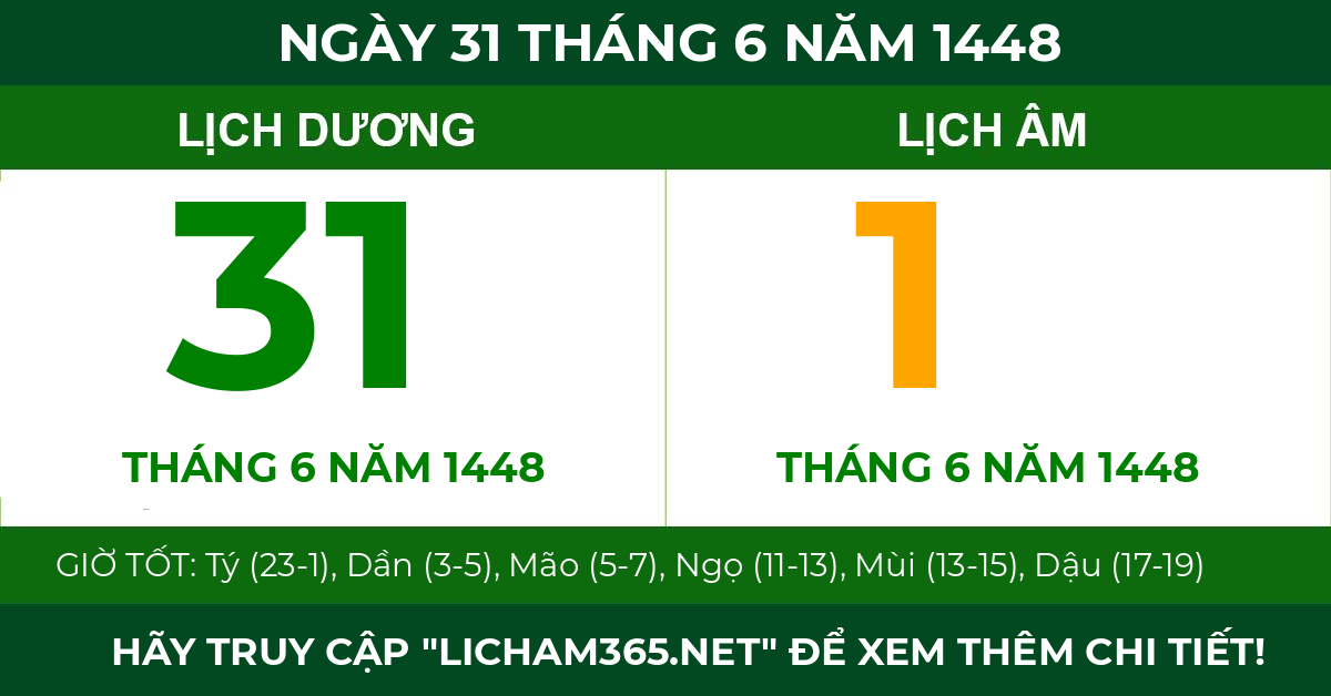 lịch âm ngày 31 tháng 6 năm 1448
