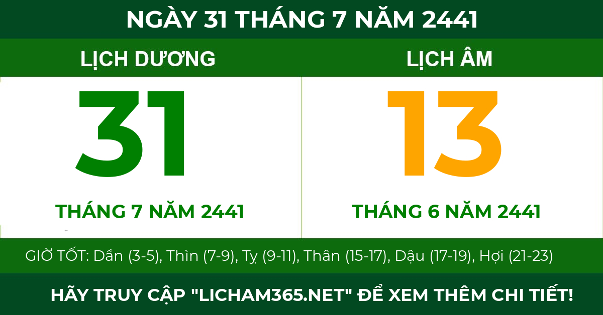 lịch âm ngày 31 tháng 7 năm 2441
