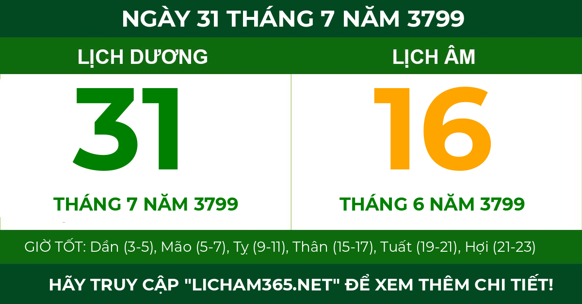 lịch âm ngày 31 tháng 7 năm 3799