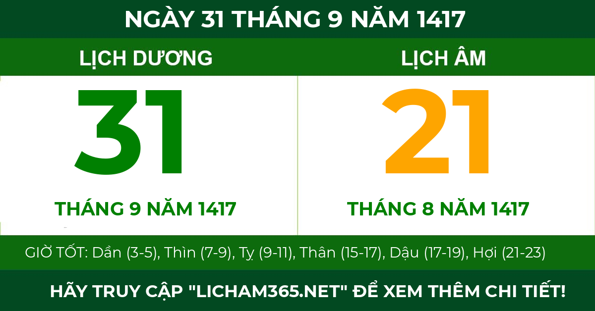 lịch âm ngày 31 tháng 9 năm 1417