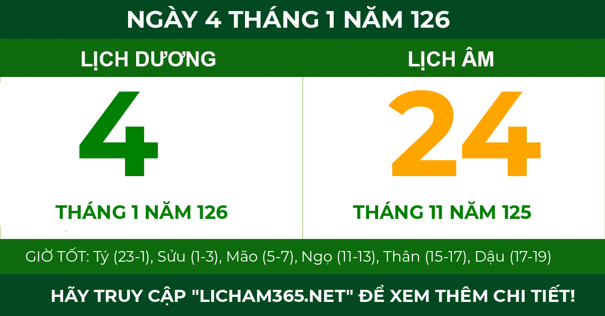 lịch âm ngày 4 tháng 1 năm 126