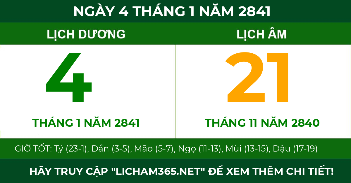 lịch âm ngày 4 tháng 1 năm 2841