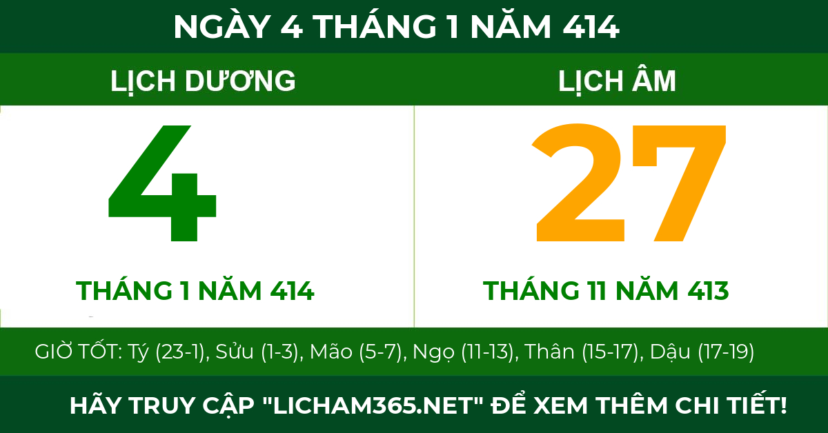 lịch âm ngày 4 tháng 1 năm 414