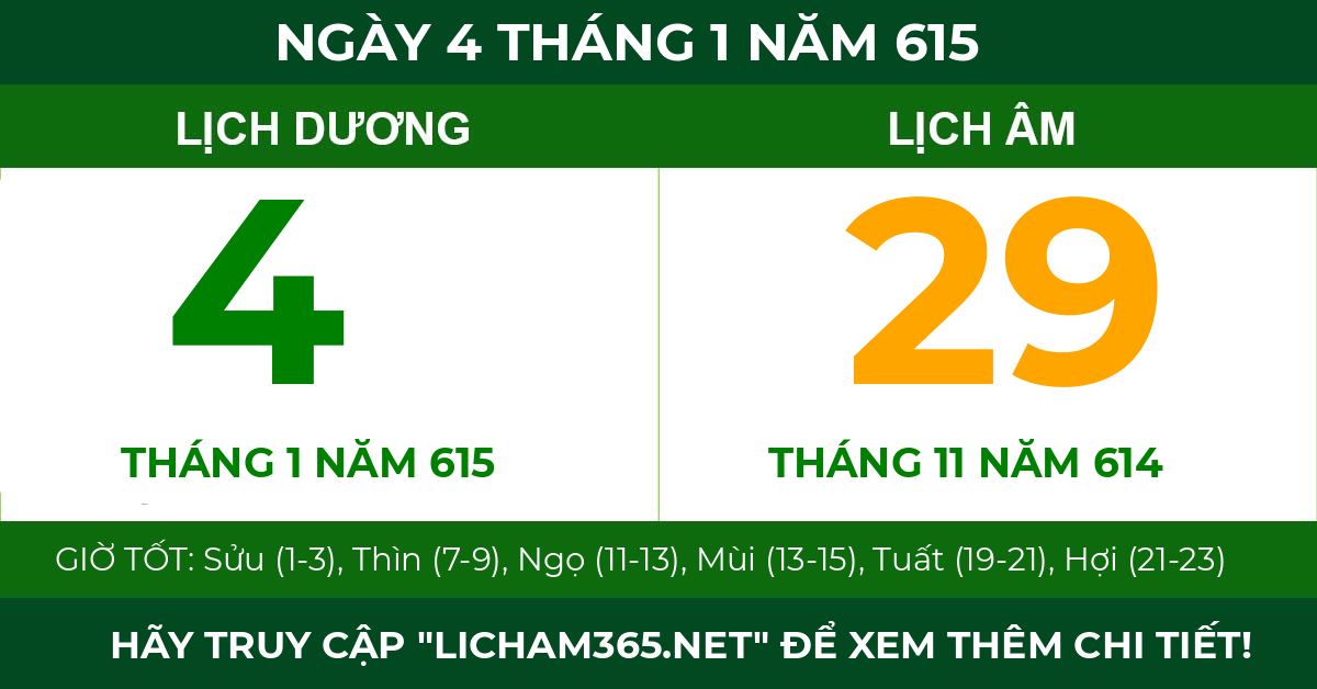 lịch âm ngày 4 tháng 1 năm 615