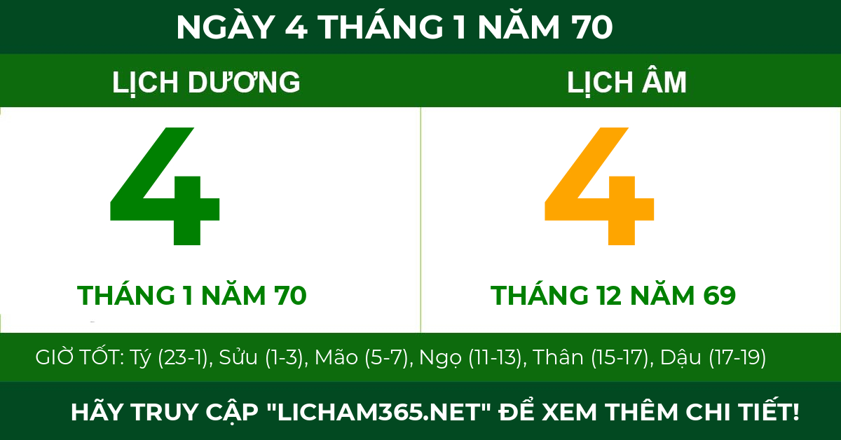lịch âm ngày 4 tháng 1 năm 70