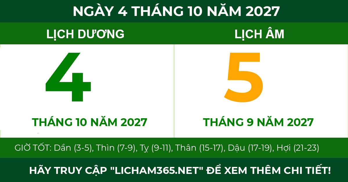 lịch âm ngày 4 tháng 10 năm 2027