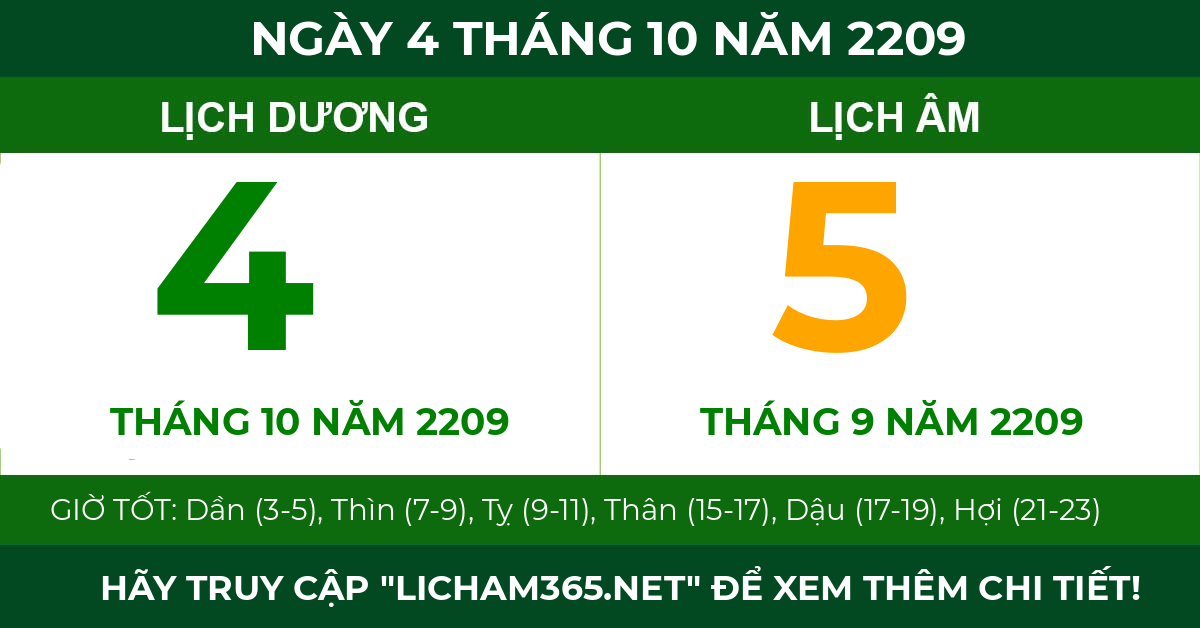 lịch âm ngày 4 tháng 10 năm 2209