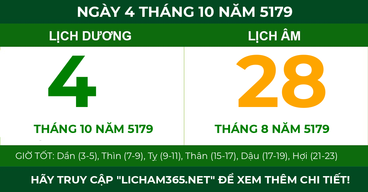 lịch âm ngày 4 tháng 10 năm 5179