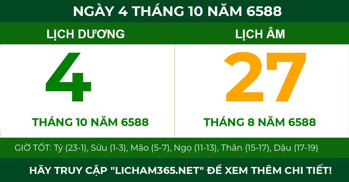lịch âm ngày 4 tháng 10 năm 6588