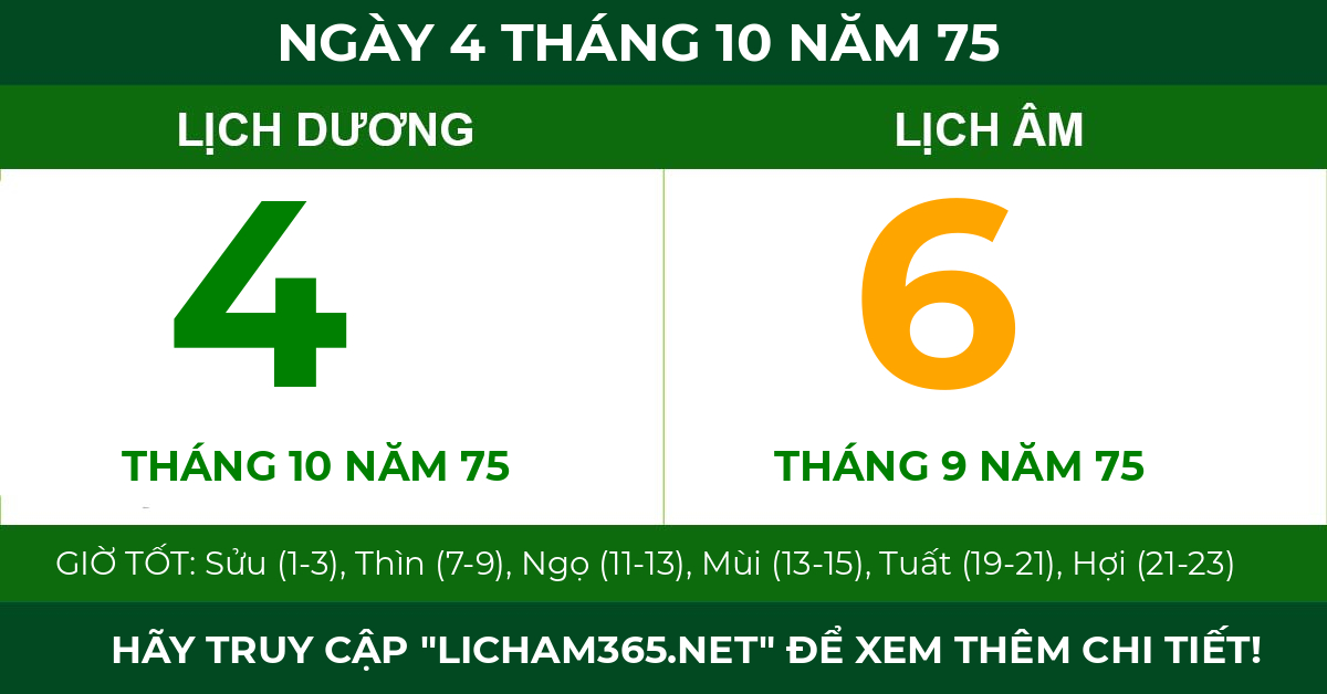 lịch âm ngày 4 tháng 10 năm 75