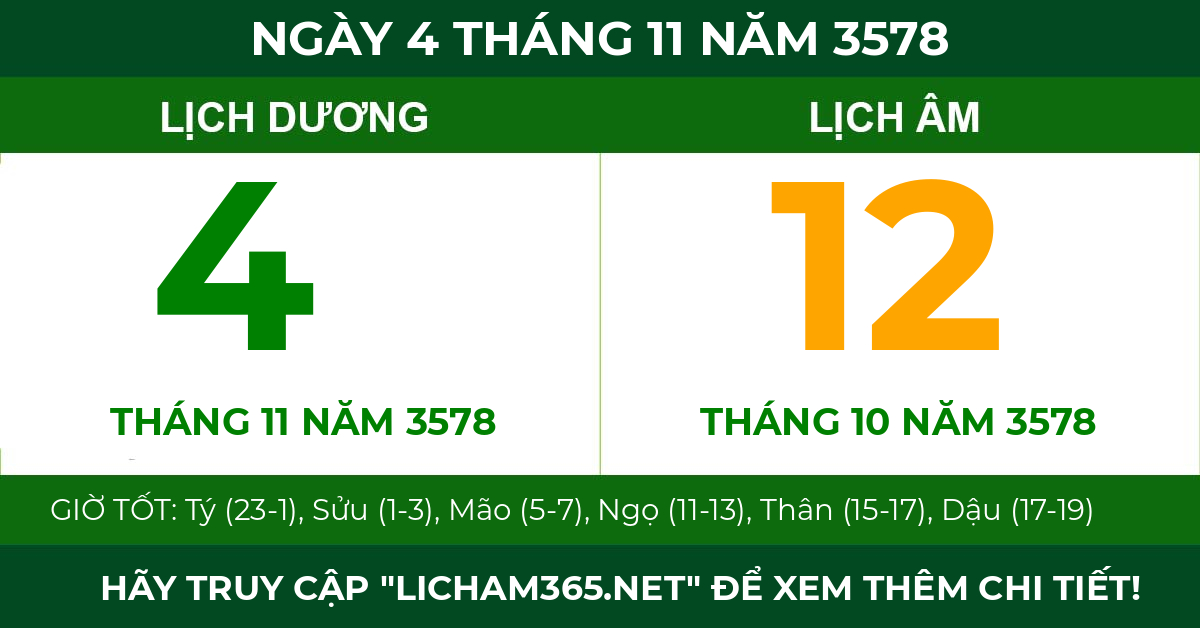 lịch âm ngày 4 tháng 11 năm 3578