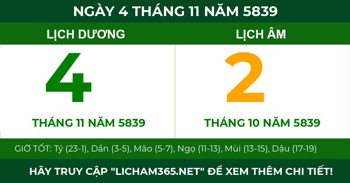 lịch âm ngày 4 tháng 11 năm 5839