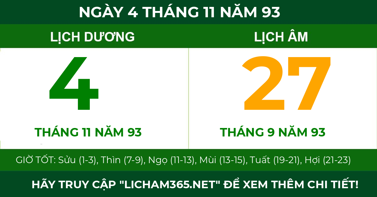 lịch âm ngày 4 tháng 11 năm 93