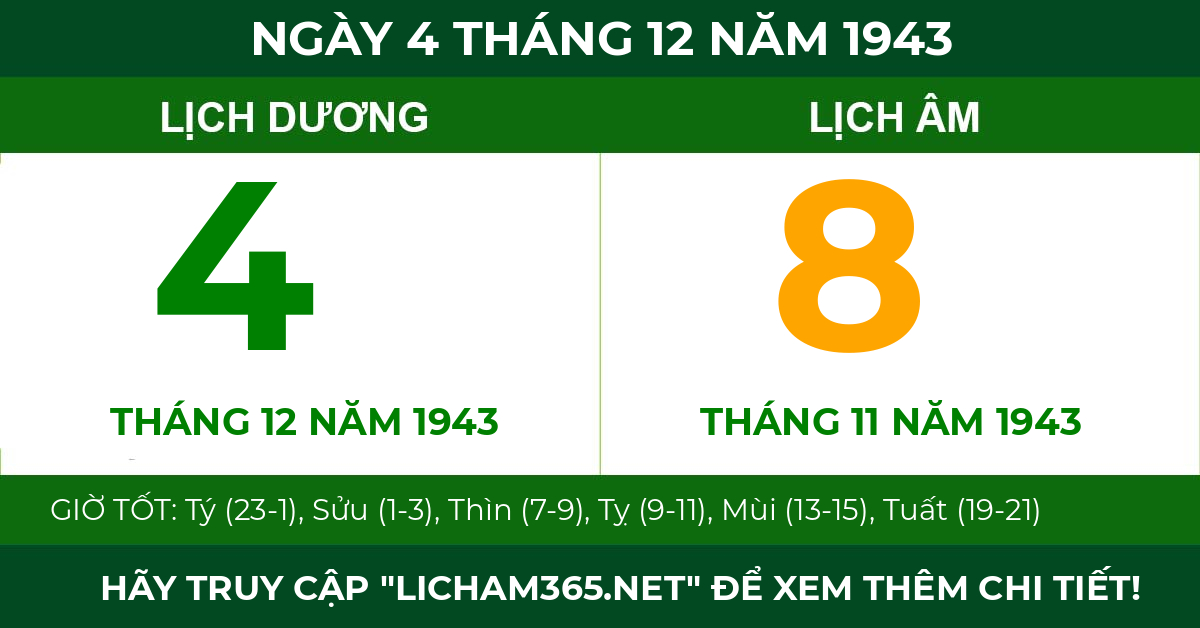 lịch âm ngày 4 tháng 12 năm 1943