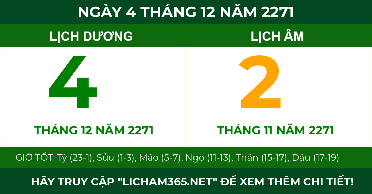 lịch âm ngày 4 tháng 12 năm 2271