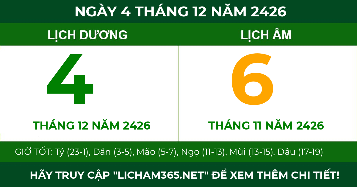 lịch âm ngày 4 tháng 12 năm 2426