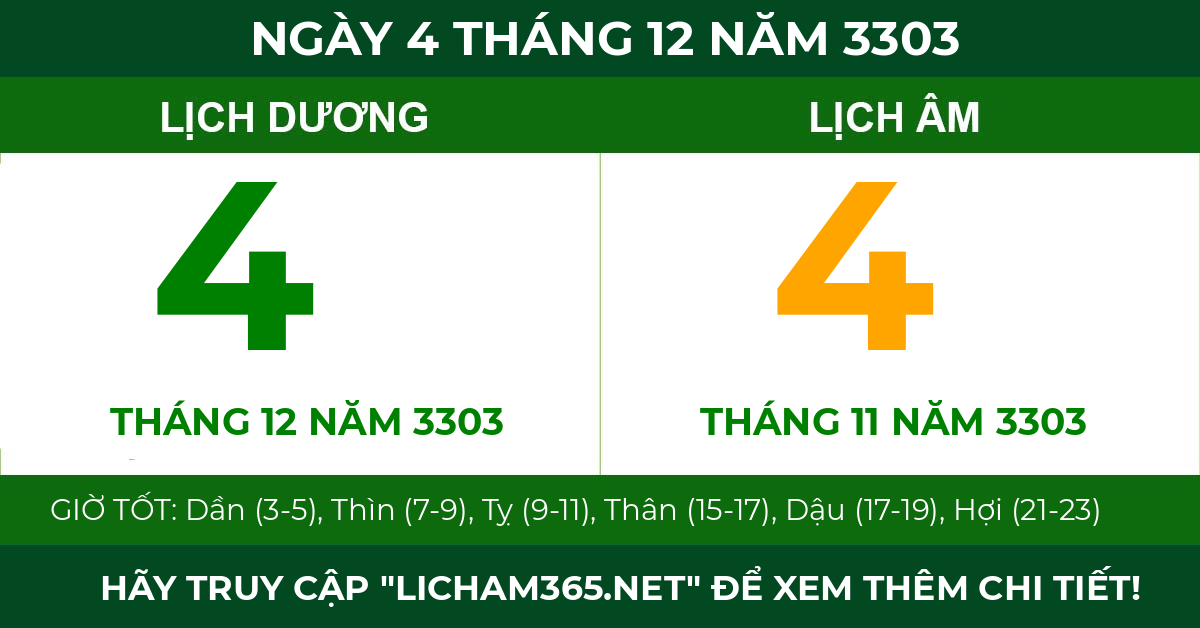 lịch âm ngày 4 tháng 12 năm 3303