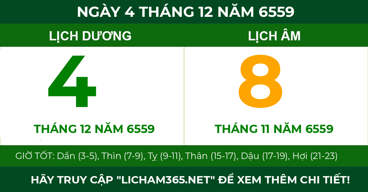 lịch âm ngày 4 tháng 12 năm 6559