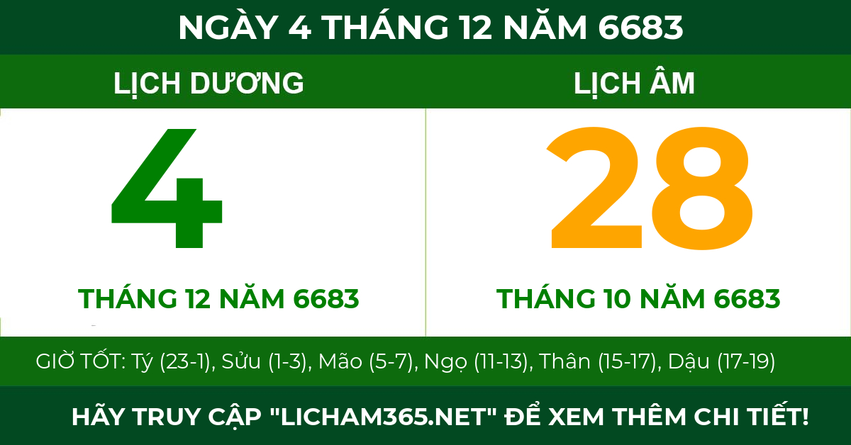 lịch âm ngày 4 tháng 12 năm 6683