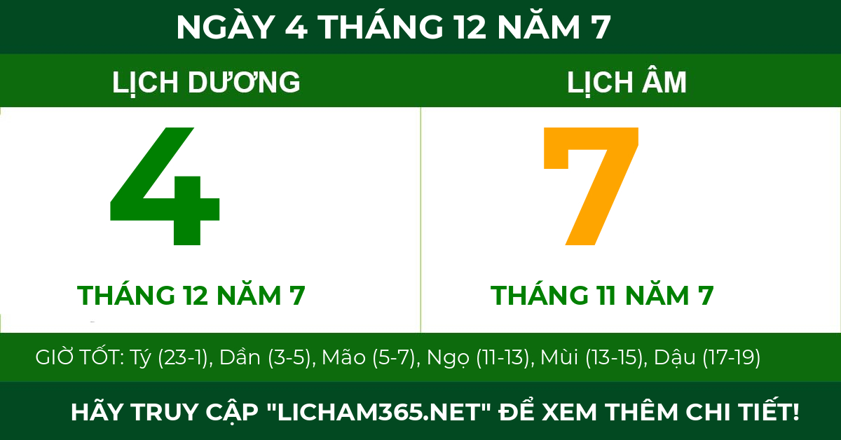 lịch âm ngày 4 tháng 12 năm 7
