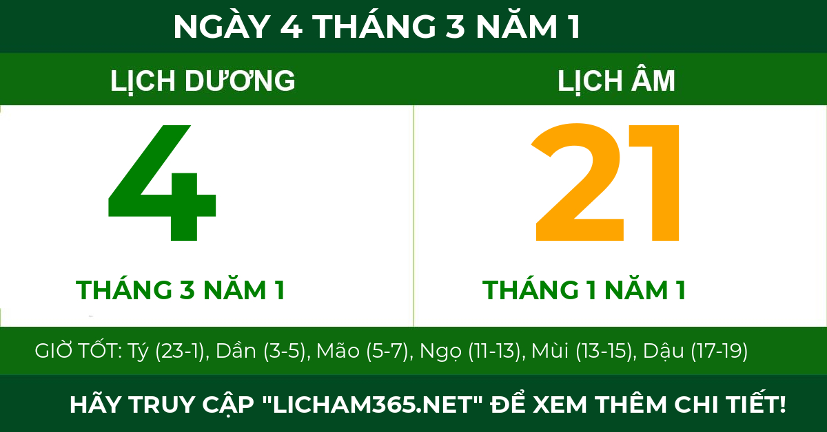 lịch âm ngày 4 tháng 3 năm 1