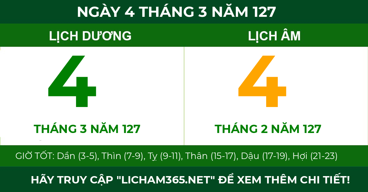 lịch âm ngày 4 tháng 3 năm 127