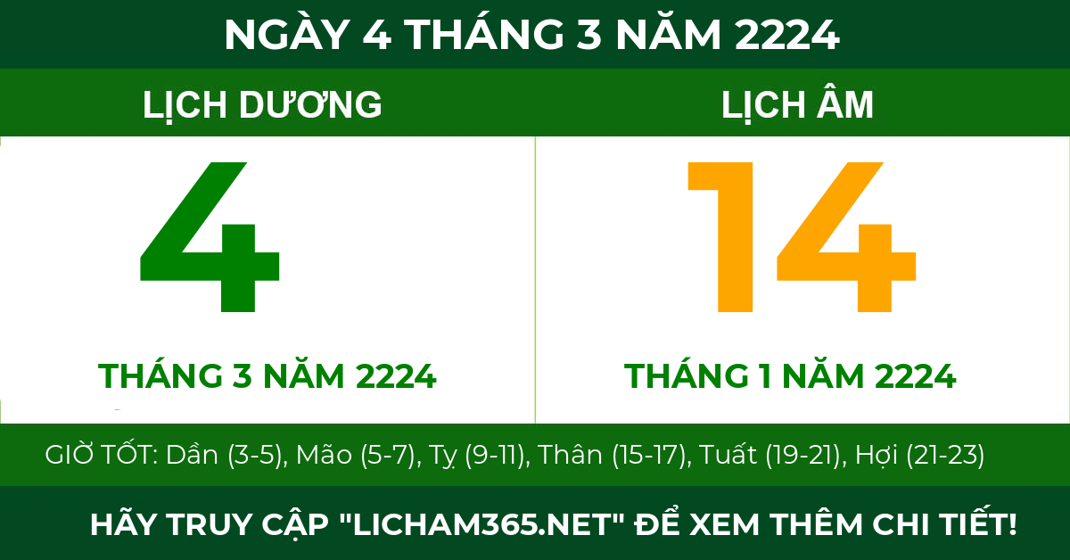 lịch âm ngày 4 tháng 3 năm 2224