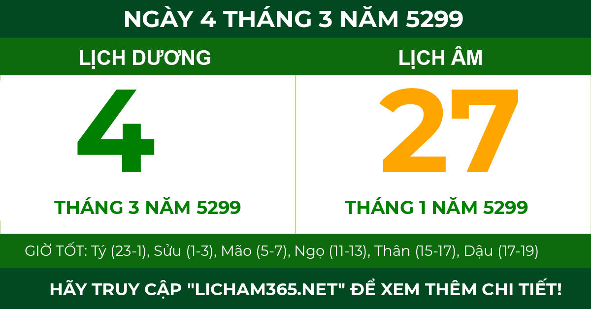 lịch âm ngày 4 tháng 3 năm 5299