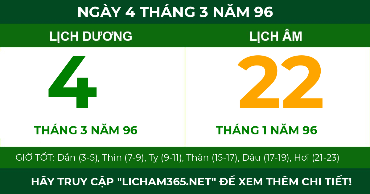 lịch âm ngày 4 tháng 3 năm 96
