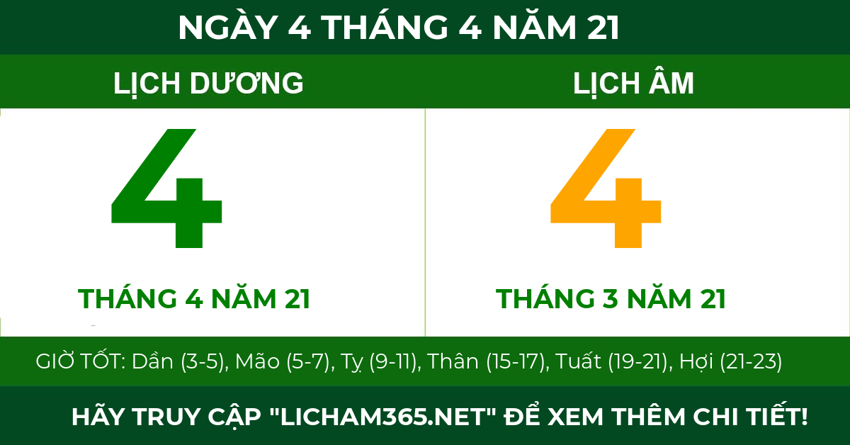 lịch âm ngày 4 tháng 4 năm 21