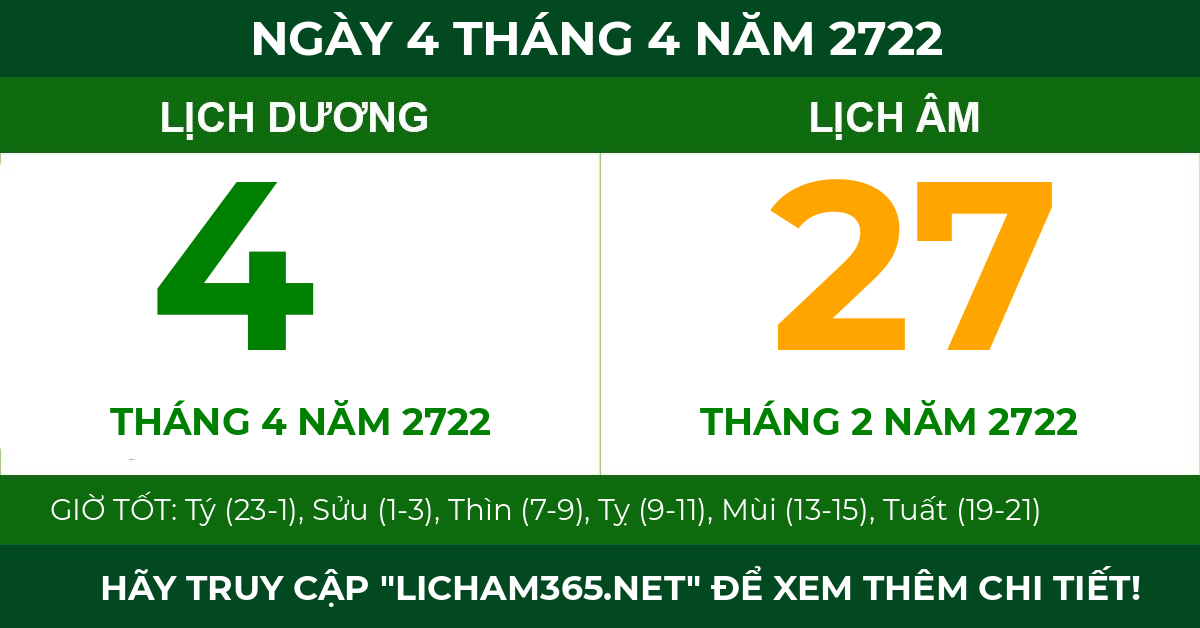 lịch âm ngày 4 tháng 4 năm 2722