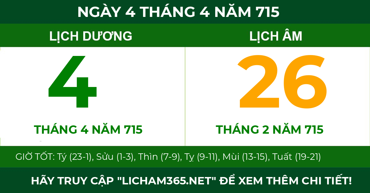 lịch âm ngày 4 tháng 4 năm 715