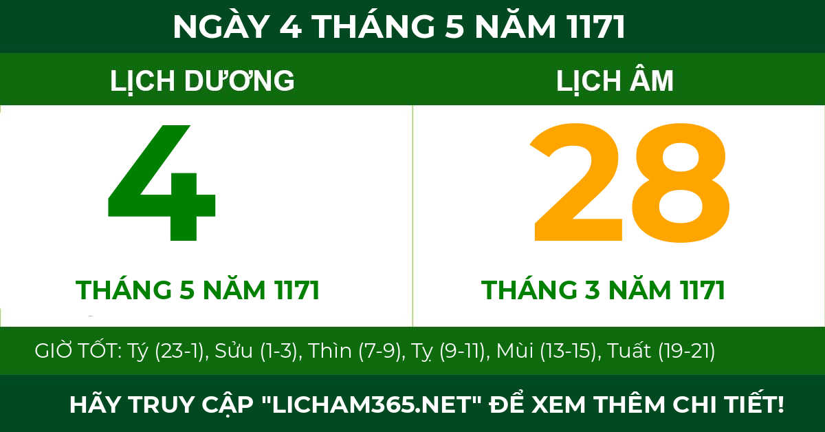 lịch âm ngày 4 tháng 5 năm 1171