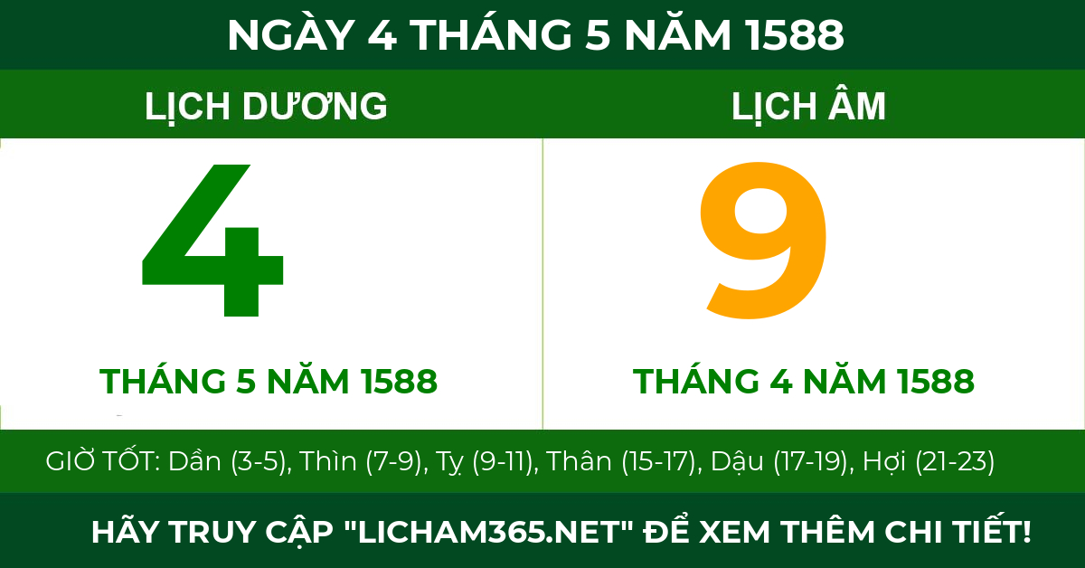 lịch âm ngày 4 tháng 5 năm 1588