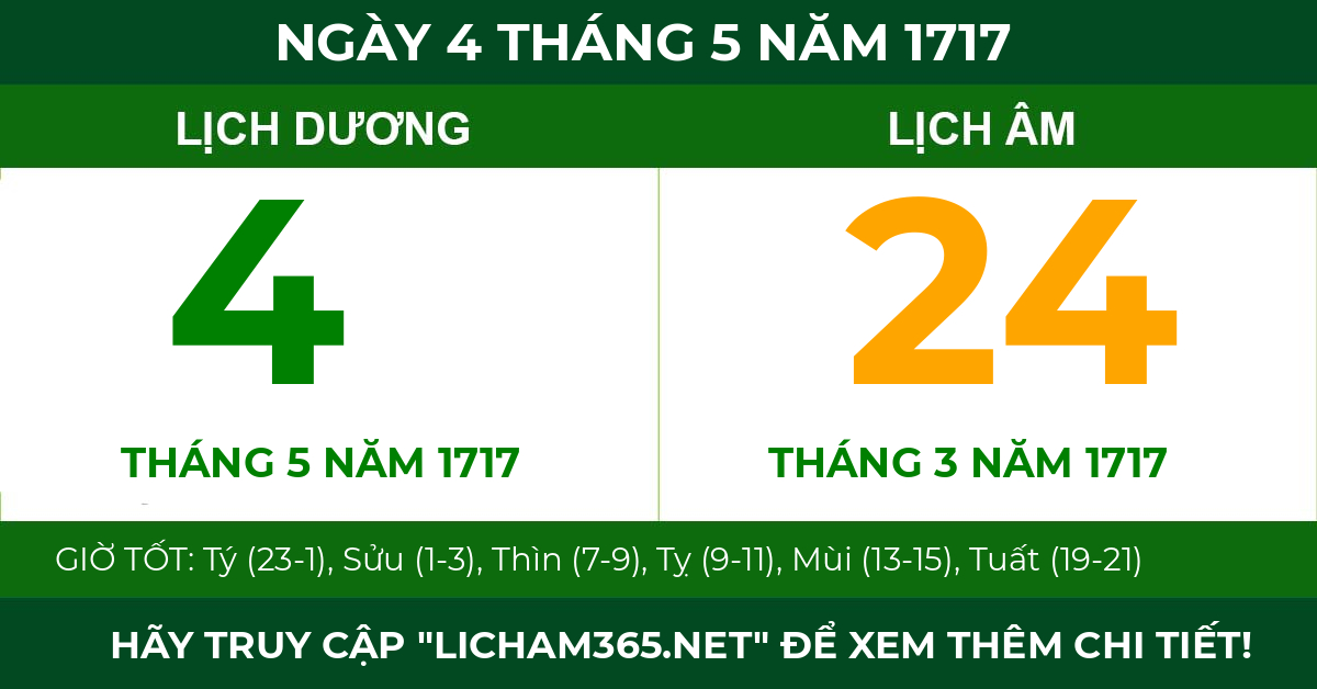 lịch âm ngày 4 tháng 5 năm 1717