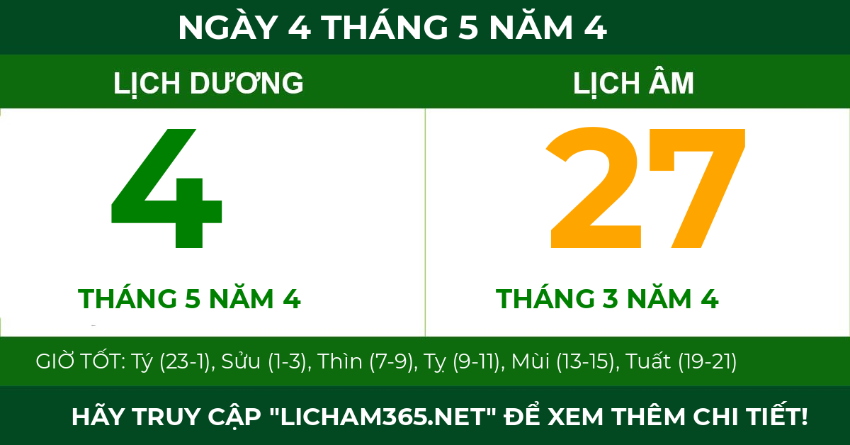 lịch âm ngày 4 tháng 5 năm 4