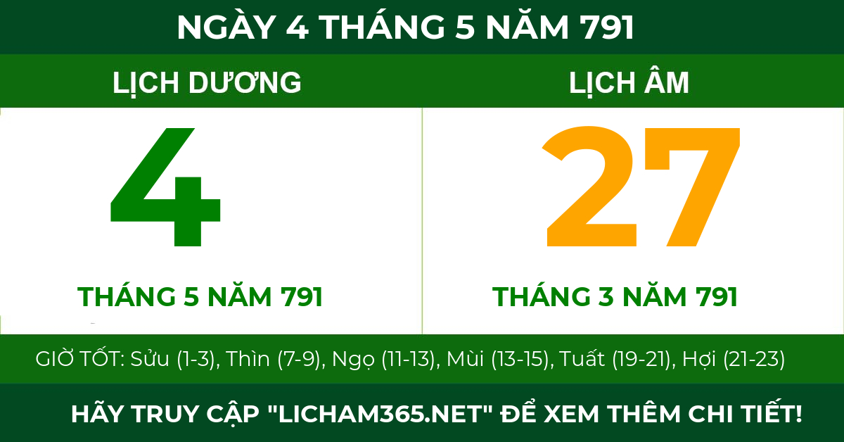 lịch âm ngày 4 tháng 5 năm 791