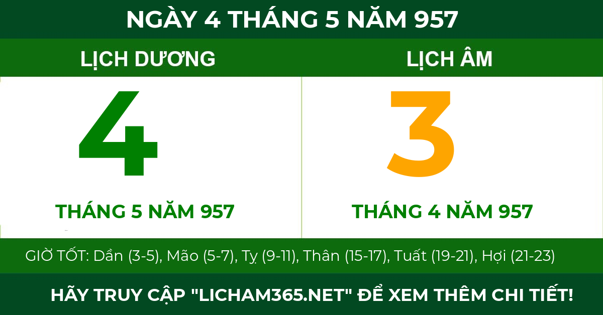 lịch âm ngày 4 tháng 5 năm 957