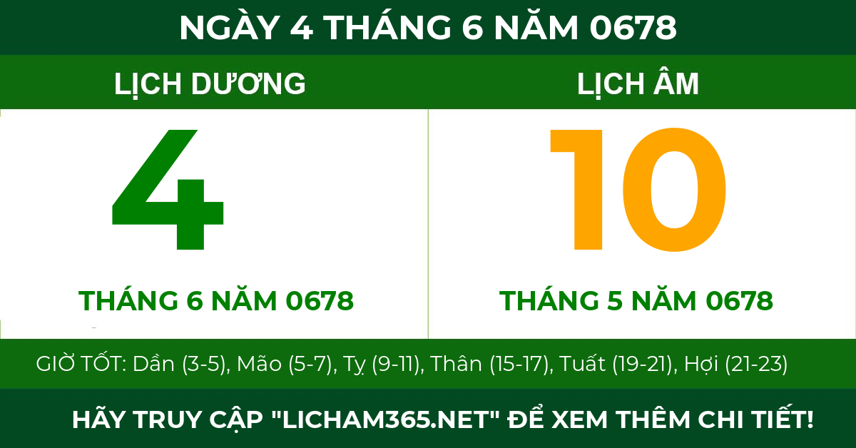 lịch âm ngày 4 tháng 6 năm 0678