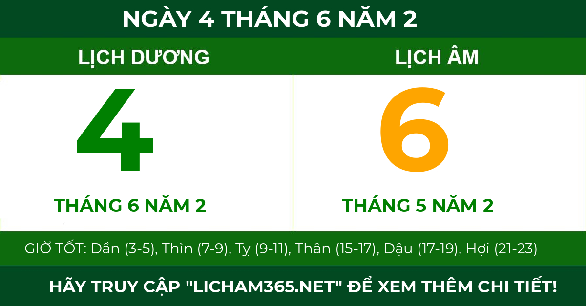 lịch âm ngày 4 tháng 6 năm 2