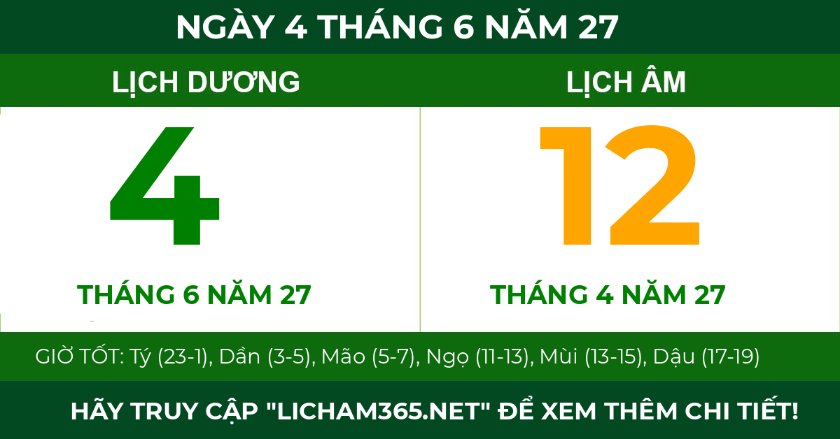 lịch âm ngày 4 tháng 6 năm 27