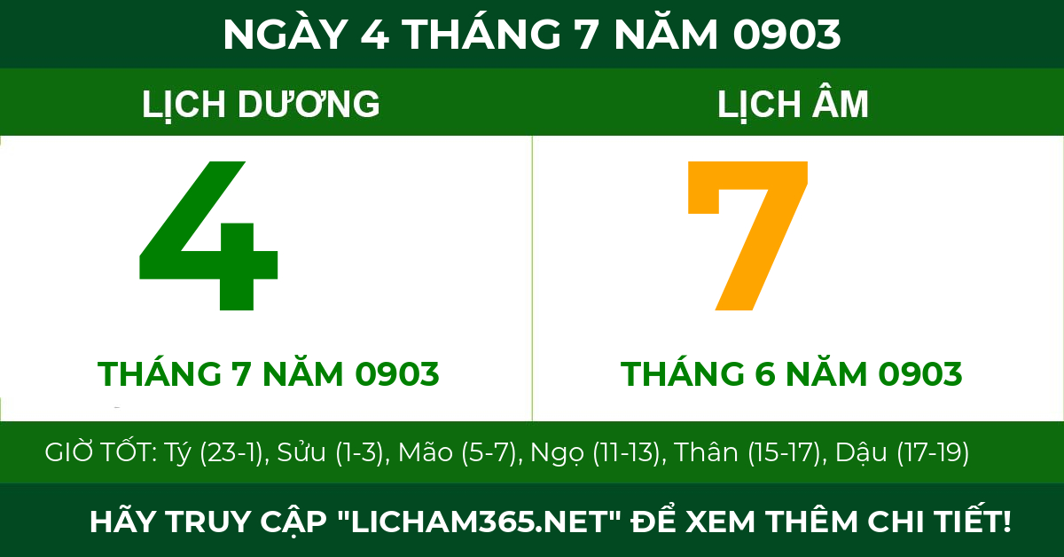 lịch âm ngày 4 tháng 7 năm 0903