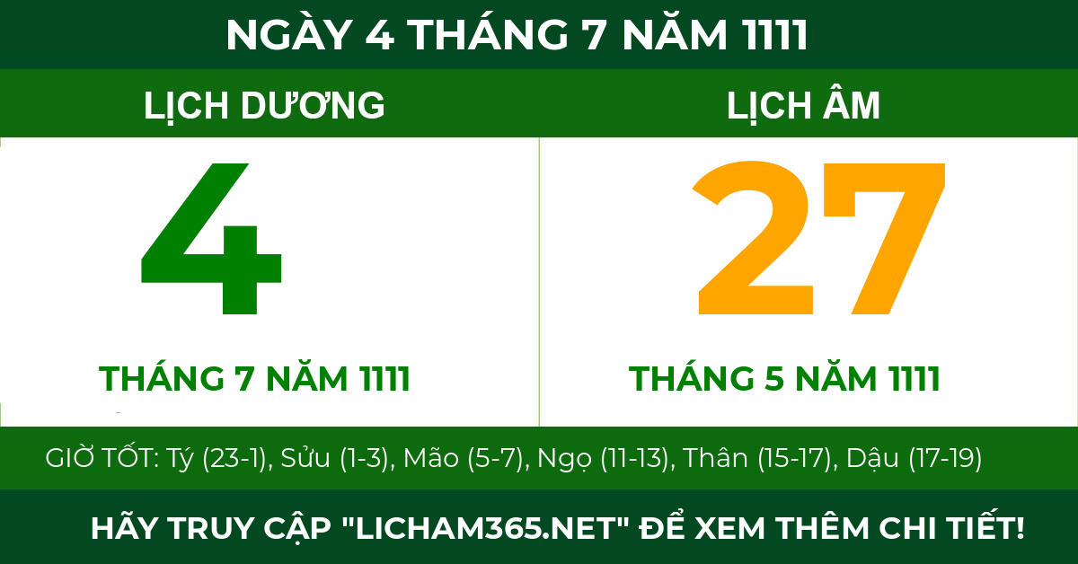 lịch âm ngày 4 tháng 7 năm 1111